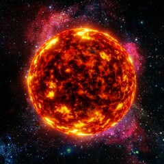 3D illustration of the sun of our mother star.