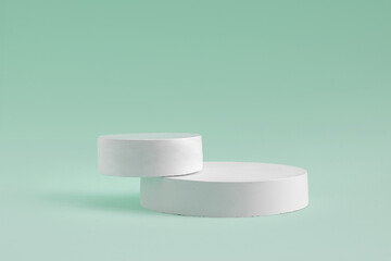 Podium for Cosmetic, Soap, Items Presentation. Abstract Minimal Geometric Sphere. Cylinder Two Forms, Soft Shadow. Scene to Show Product, Object. Showcase Display Case. Stand. Studio Color Backdrop