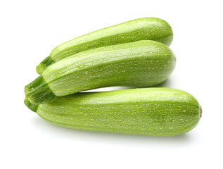 Fresh green zucchini on white background