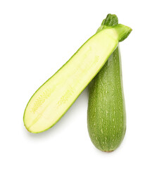 Fresh green zucchini on white background