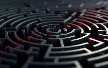 Black labyrinth background with dof focus