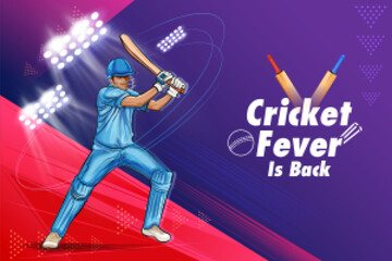 bat and ball on cricket championship sports background
