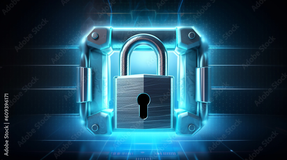 Poster visualize the concept of secure browsing and encrypted communication with a padlock symbolizing data