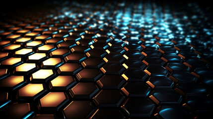 Obraz premium Hexagonal Abstract Metal Background. Generative ai.