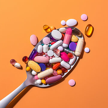 pills and capsules on a spoon