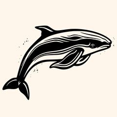 Whale vector for logo or icon,clip art, drawing Elegant minimalist style,abstract style Illustration