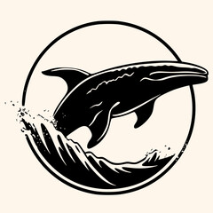 Whale vector for logo or icon,clip art, drawing Elegant minimalist style,abstract style Illustration
