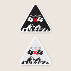 4x4 car stickers template. Mountain adventure outdoor badge logo Vector © MONTRI