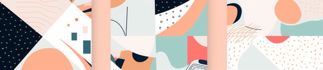 Hand drawn abstract geometric backgrounds. Cute modern templates for your design, Generative AI