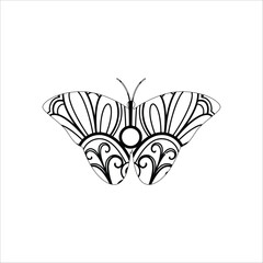 Butterfly mandala coloring book for adults raster illustration. Anti-stress coloring for adult. style. 
