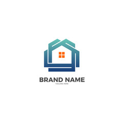 Property logo design in pentagon shape vector illustration 
