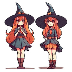Witch clipart, isolated on transparent background. Ai generative.