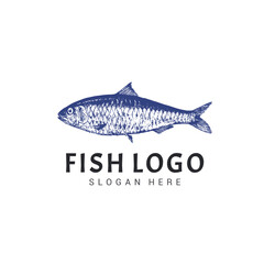 Sardines Fish Logo Vintage Design Template