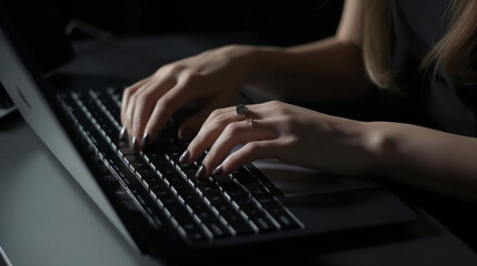 business data, Lapto, Typing, social media image generated by creative ai