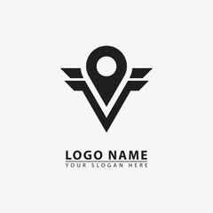 elegant location letter V wing logo icon.