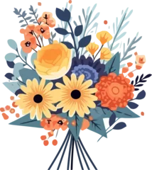 Schilderijen op glas Flower arrangement or bouquet colorful summer flowers for invitation, greeting card, poster, frame, wedding decoration © ITrWorks