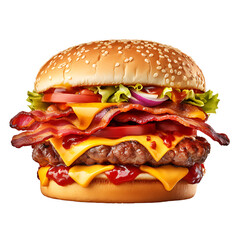 Bacon_Cheeseburger burger  no background transpatent png  - obrazy, fototapety, plakaty