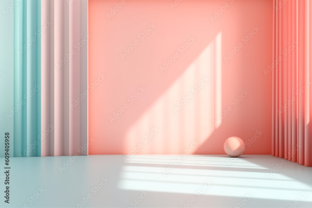 Wall mural abstract pastel color studio background for product presentation. empty room with shadows of window.