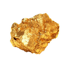 Gold nugget isolated on transparent background, created with generative AI