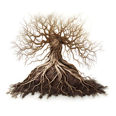 Tree with roots isolated transparent png