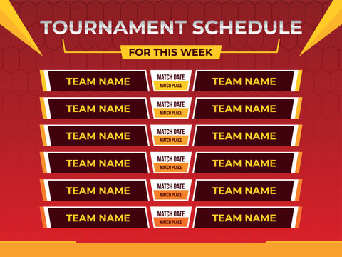 Weekly game schedule with six columns