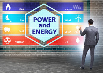 Energy mix concept with businessman