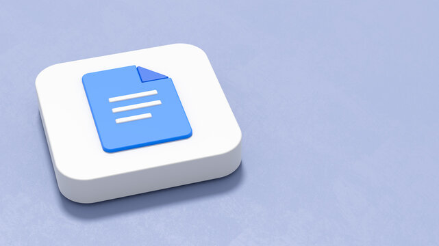 Google Docs App Icon on Blue Background with Copy Space