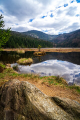 Small Arbersee on the slope of Mount Arber in the Bavarian Forest. Bavaria. Germany.