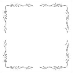 Elegant black and white monochrome ornamental border for greeting cards, banners, invitations. Vector frame for all sizes and formats. Isolated vector illustration.	