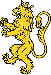 Royal Symbol Lion Standing Up with Crown