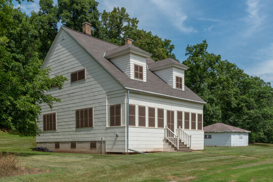 Lock Tender's House At Rapide Croche Lock And Dam And Transfer Station On Fox River, Near Wrightstown, Wisconsin