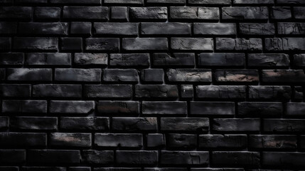 Texture of a black painted brick wall as a background. Generative ai.