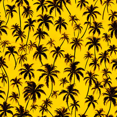 Tropical Oasis: Dive into a Seamless Pattern of Palm Trees and Exotic Plants AI-generated