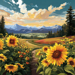 landscape with flowers