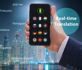 Concept of real time translation with smartphone app