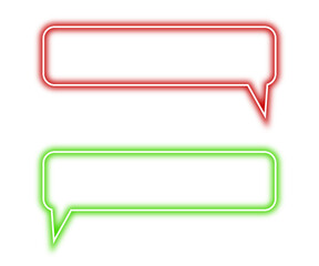 Neon red and green chat bubbles png. Glowing speech bubble on transparent background.