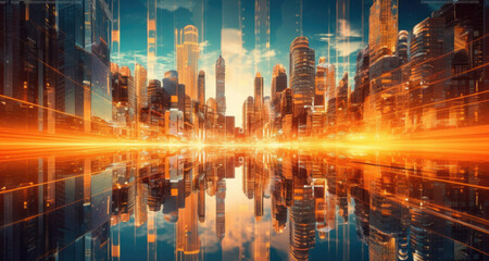 Fototapeta na wymiar city of the future created with Generative AI technology