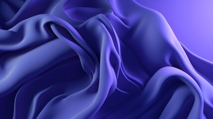 Obraz premium 3d render, abstract violet blue background with layered textile, folded cloth macro, wavy fashion wallpaper, Generative AI