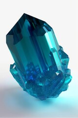3d render, emerald blue crystal isolated on transparent background, Generative AI