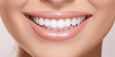 Fototapeta premium AI Generated. AI Generative. Perfect shite teeth beautiful girl smile. Dantist health care promotion. Graphic Art