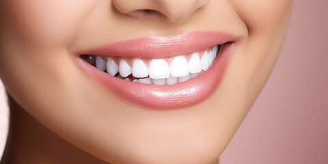 Fototapeta premium AI Generated. AI Generative. Perfect shite teeth beautiful girl smile. Dantist health care promotion. Graphic Art