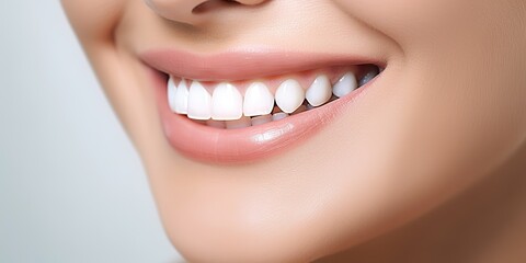 Obraz premium AI Generated. AI Generative. Perfect shite teeth beautiful girl smile. Dantist health care promotion. Graphic Art