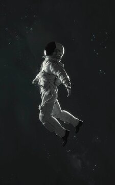 3D illustration of astronaut flying in space. 5K realistic science fiction art. Elements of image provided by Nasa