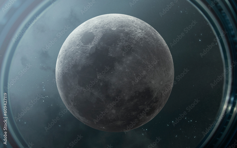 Canvas Prints 3d illustration of moon. 5k realistic science fiction art. elements of image provided by nasa