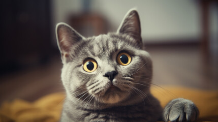 Shocked cat, surprised, puzzled, funny, generated AI.