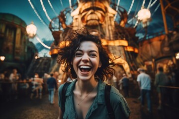 Fototapeta premium Beautiful young woman having fun on the street of the city.