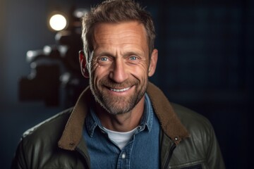 Obraz premium Portrait of a handsome mature man smiling at the camera. Men's beauty, fashion.