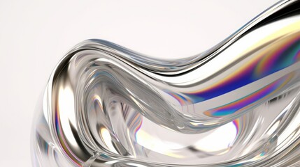 3d render, abstract wallpaper, glass wavy shape isolated on white background. Macro design element, Generative AI