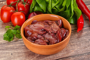 Raw chicken liver for cooking