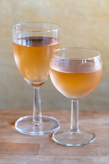 French cold rose dry wine from Provence in glass served for lunch in restaurant